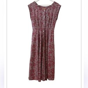 VTG  Banana Republic Sugarplum Purple Floral Button  Cottagecore Dress Size M